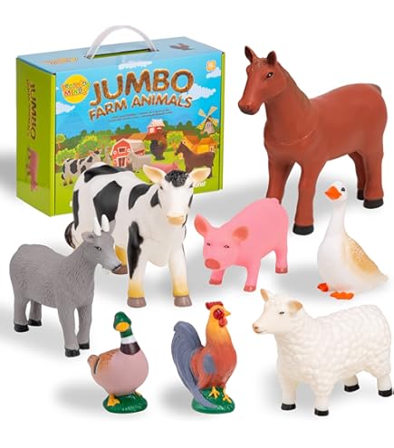 Dazmers Farm Animal Sand Play Set - 28 Pieces With Play Sand, Animals, Tools & Storage Tray
