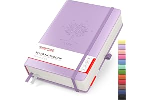 Smarpau 320 Pages College Ruled Notebook - B5 Lined Journal Notebook, 100gsm Paper Thick Hardcover Leather Journal with Index Tabs, Notepad for Women Men Work School, 19 x 25 cm - Purple