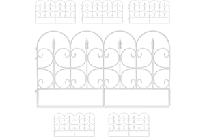 Relaxdays Bordure de Jardin Plastique, Clôture Gazon 30 cm, 6 éléments, 4 m, Parterre Massif pelouse, Piquet, Blanc