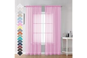 OVZME Sheer Window Curtains, 97.6 inch Length, 2-pack, Pole Pocket, Voile Curtains for Bedroom, Semi-Transparent Curtains for Yard/Terrace/Villa/Parlor, Each 42 inch Wx97.6 inch L