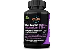 NGU NEXT GEN U Calcium Magnesium Zinc - Essential Mineral Supplement - 240 Vegan Caplets - for Immune Support and Bone Strength - for Adults Women and Men - by NextGenU