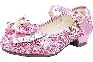 ChinyRoza Prinzessin Schuhe Mädchen Stöckelschuhe Kinder Absatzschuhe Mädchen Glitzer Schuhe Mädchen Pailletten Ballerinas Prinzessin Kostüm Schuhe Festliche Mädchen Schuhe Geschenk Mädchen EU26-36