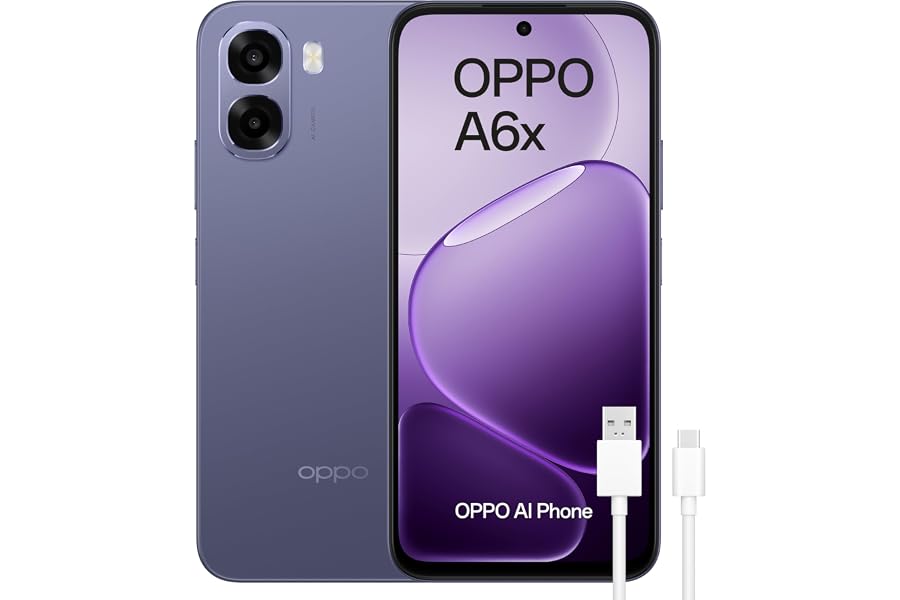OPPO Smartphone A6x 4GB+128GB, Qualcomm Snapdragon 685, Pantalla HD+ 6,75", Cámara 13MP, Batería 6100 mAh (Morado)