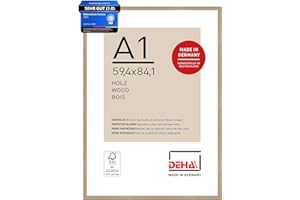‎DEHA DESIGN DEHA Design Bilderrahmen, 59,4 x 84,1 cm (A1), Holz, Eiche, Posterrahmen zum Aufhängen im Hoch- & Querformat, bruchsicheres Kunstglas, Fontana