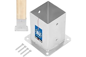 KOTARBAU® Base para Poste 10x10 cm Zincada Acero Anclaje Suelo Base Atornillable Soporte para Postes de Madera Cuadrados Soporte Poste Madera Galvanizado en Caliente Base Poste Madera