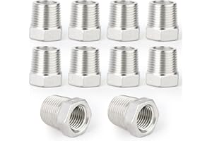 ERGAOBOY 2 pezzi 304 boccola esagonale riduttore in acciaio inossidabile, raccordo adattatore per tubo BSP da 3/8 "maschio a 1/4" femmina