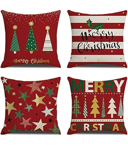 thumbnail image 2 of 18x18 Inch Holiday Decor Set Of 4 Christmas Pillow Covers Set Of 4 - 18x18 Inch Holiday Decor With Hidden Zipper Christmas Pillow Covers 18x18 2 of 11