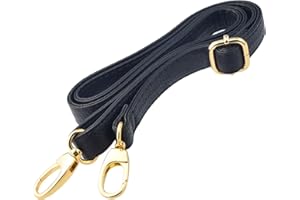 mifengdaer Universal Bag Straps Replacement Adjustable Leather Messenger Bag Strap with Metal Swivel Hooks for Bag/Handbag Handle/Cross-Body Bag/DIY Purse Making 23.6”-49.2”(Black)