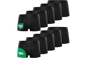 Kemes Lot de 10 boxers pour homme en coton noir - Sous-vêtements respirants pour homme