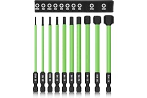 HAIMAYEE 10 sztuk Zestaw Bitów Sześciokątnych 100 mm,Zestaw Długich Bitów z Silną Głowicą Magnetyczną, Chwyt Sześciokątny 1/4 Cala Zestaw Bitów Udarowych S2 Stal do Wkrętarek Akumulatorowych