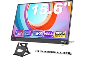 MAGICRAVEN Second Screen Portable Monitor 15.6" 1080P FHD Laptop Monitor External IPS Display, Second Monitor for Laptop/PC/Mac/Phones/PS45/Switch with Mini HDMI/USB C Port & Stands Plug and Play