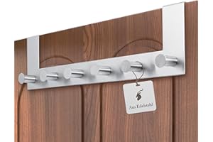 Türgarderobe zum Einhängen – Türhakenleiste mit 6 Haken – Weiß – Türhaken für Badezimmer, Schlafzimmer & Flur – Platzsparende Aufbewahrung ohne Bohren