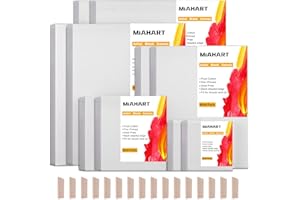 MIAHART 10 Set Artista Lienzo en Blanco para Pintura al óleo acrílica en 5 Cuadros de Lienzo estirado de Varios tamaños (30x35cm /25x30cm /20x25cm / 15x15cm /10x10cm)