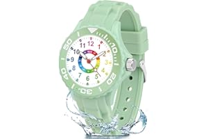 GUUMUXIN Reloj Analógico para Niños y Niñas de 5 a 16 Años con Esferas Multicolores, Marcadores Mlaros, Correa Suave para Niños y Niñas, Fácil de Leer y Aprender