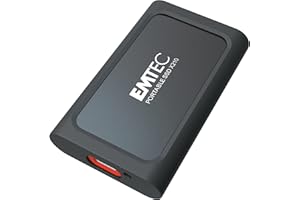 Emtec Unità SSD esterna X210 Elite da 1 TB - Retrocompatibile USB 3.2 Gen1 e 2.0 - Tecnologia 3D NAND Flash - Cavo USB-C 3.2 Gen2 a USB-A e custodia protettiva in silicone inclusa, colore: nero