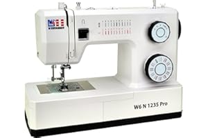 W6 WERTARBEIT W6 Nähmaschine N 1235 Pro mit 24 Programmen | Freiarm | automatischer Einfädler | obenliegende Spule | Umlaufgreifer | Knopflochautomatik | Jeans nähen | 100 Watt Servo Motor