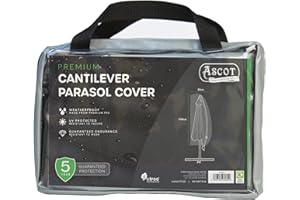 ASCOT GARDEN FURNITURE COVERS Ascot Premium Cantilever Parasol Cover - 83 (W) X 240 (H) cm Modern Grey