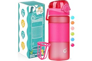 CodiCile Trinkflasche Kinder, 500ml BPA freie Wasserflasche, Trinkflasche Kinder Auslaufsicher mit Griff Flaschenhüllen für Mädchen Jungen,Sport Trinkflasche für Schule mit Fruchteinsatz (Rosenrot)