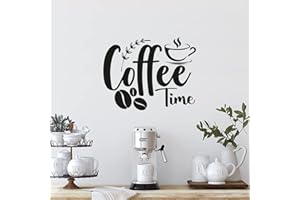 GESAR ART IN PROGRESS Gesar Adesivo da parete per Bar - tazza da caffè - Spiga e scritta Coffee Time - Adesivi murali - Adesivo Ristorante - Interior Design - Decalcomania - Adesivo vinile da muro