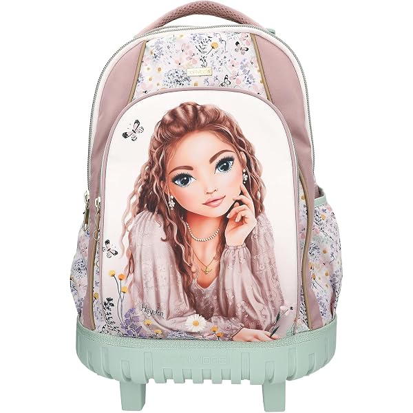 Depesche TOPModel Flash 12770 - Zaino scuola trolley con motivo grafico colorato in materiale riflettente, borsa scuola con manico telescopico e ruote