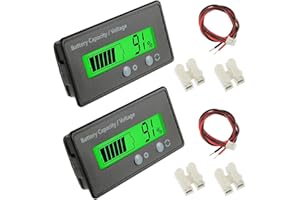 EPLZON JAMHER 2 Pieces Battery Capacity Voltmeter Monitor, DC 12V 24V 36V 48V 72V 84V Message Battery capacity for Lead Acid and Lithium ion Battery Power Indicator (Green light)