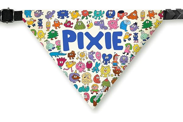 PawsIndia Dog Bandana with Collar Small Medium Large Dogs & Cats 100% Adjustable with Buckle Stretchable Fabric Multi-Cartoon-1