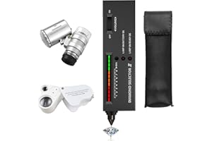 JOJOCY Pluma profesional probador de diamante, lápiz de prueba de diamante electrónico de alta precisión con 2 piezas 30X 60X lupa gafas mini LED plegable lupa