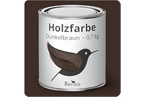 Berico Holzfarbe - Dunkelbraun - 0,7 Kg - 4in1 Premium Holzlack inkl. Grundierung & Decklack - Für Innen und Außen - Robust & Wetterfest