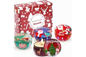 LDUMODUW Świąteczne świece zapachowe, zestaw 4 sztuk, na Boże Narodzenie, prezent dla kobiet, świece do aromaterapii, zestaw upominkowy na Boże Narodzenie, Dzień Matki, Boże Narodzenie, urodziny, do łazienki,