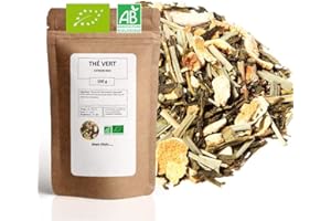 MES THÉS Thé Vert bio Citron - 100g (40 tasses) - Thé en vrac 100% agriculture biologique - Mes-Thés