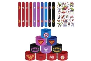flintronic Bracelets Enfants, Super-héros Bracelets Slap Bracelets pour Enfants, avec autocollants, Superheroes Slap Bands Slap Bracelets pour Garçons et Filles pour Les fêtes d'anniversaire