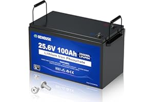 Batería de litio DCHOUSE LiFePO4 de 24V y 100Ah con BMS incorporado, más de 4000 ciclos profundos, adecuada para vehículos recreativos, motores de pesca y sistemas de energía solar
