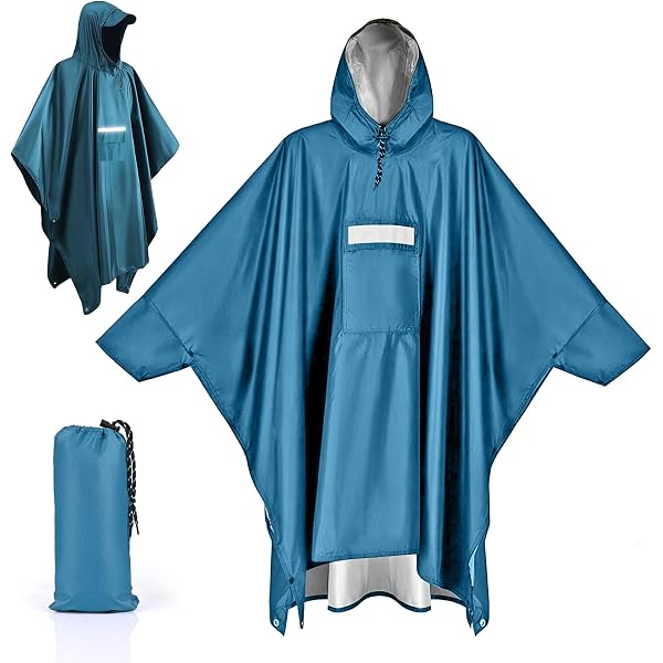 Poncho De Pluie 3 En 1 Unisexe - Imperméable 210T - Cape, Tapis De Sol Et Store - Randonnée