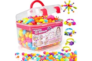 FunzBo Kids Jewelry Making Kit for Girls Toys - Snap Pop Beads Art and Craft Kits DIY Bracelets Necklace Hairband and Rings Kids Toys for Age 3 4 5 6 7 8 Brithdays Christmas Gifts