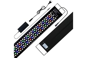 NIKEEYEN Illuminazione LED per Acquario con Staffe Estensibili, 48W 2879lm Luce Acquario a Spettro Completo Impermeabile per Acquario di 90-120cm