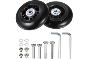 sourcing map 2 Stück Kofferrollen Ersatzrollen 80x24mm PU-Lagerrollen für Trolleytaschen, Titan Koffer und Suitcase