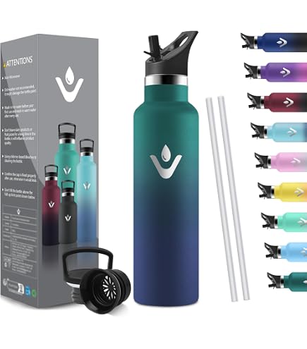 Gourde Isotherme XACIOA 1.9L - Acier Inox, 3 Couvercles (paille, Bec, Poignée) - Garde 12h Chaud/24h Froid