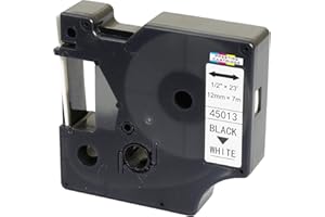 PRESTIGE CARTRIDGE Nastro per Etichette compatibile per Dymo D1 45013 S0720530 Nero su Bianco 12mm x 7m per DYMO LabelManager 160 210D 220P 260P 280 360D 420P 450D 500TS PnP MobileLabeler LabelPoint LabelWriter 450 Duo
