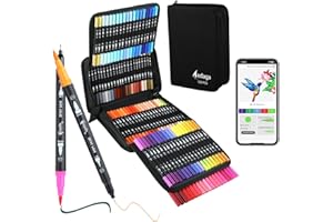‎AEDAGA AEDAGA 120 Farben Nummerierte Filzstifte Set mit App, Dual Brush Pen Set (Pinsel & Feine Spitze) für Erwachsene & Kinder, Mandala Stifte für Ausmalbücher, Bullet Journal, Handlettering & Kalligraphie