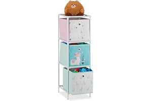 ‎RELAXDAYS Relaxdays Kinderregal, 3 Boxen, Jungen & Mädchen, Lama-Design, Regal Kinderzimmer, Spielzeug, HBT 89 x 27,5 x 30, bunt