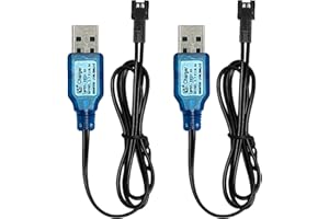 GREATZER Chargeur Batterie 3.7v avec Prise SM-2P Câble de Charge USB, NI-MH Battery USB Charger Cable Chargeur Câble RC Universel pour Voiture RC Bateau Drone Avions RC et Autres Jouets Télécommandés - 2pcs