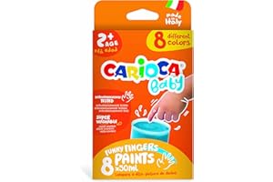 Carioca Pintura de dedos para bebé 2+| Caja con 8 témperas Baby pensanda para los más pequeños que no utilizan pincel | No tóxicas y sin olor | 8 colores en vasitos de 50 ml