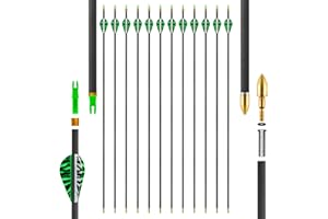 SERfawnCH 12 Carbon Arrows for Hunting & Target Training 31 Inch for Archery Adult Recurve Bow and Traditional Bows