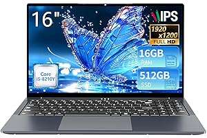KeeUiU 16" Ordinateur Portable Core i5 8210Y (jusqu'à 3.6 GHz) 16Go RAM 512Go SSD Win 11 Laptop Écran IPS Clavier Numérique Rétroéclairé RJ45 USB3.0 HDMI BT 5.0 – PC Portable Multitâche et Mobilité - 1