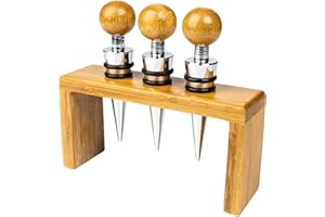 Grunwerg Lot de 3 bouchons à vin et une porte-gobelet de luxe en bambou