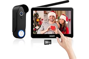 ACEBELL Visiophone sans Fil, Interphone Vidéo sans Fil avec Écran Tactile 7 Pouces 1080P, IP55 Sonnette de Camera à Batterie Rechargeable, Vision Nocturne, PIR Détection de Mouvement