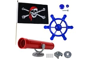 ANSCHÜTZ Piratenset Zubehör für Spielturm Steuerrad Piratenflagge Fernrohr Baumhaus Set