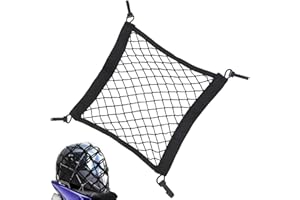 SIYURONGG Rete per Bagaglio Bicicletta, Rete Elastica per Cestino Motocicletta, Rete di Stivaggio per E-scooter & E-bike, Rete per Casco con Ganci, Rete di Stoccaggio Elastica per Cestino Bici/Moto, 29x31cm