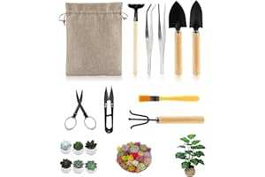 RUIYWEN Kits de 10 Piezas Herramientas de Jardinería Mini Herramientas para Bonsái, Plantas Suculentas, Plántulas, Cactus, Maceta
