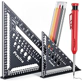 Preciva Carpenter Square 300 mm and 180 mm Aluminium, Multifunctional Triangular Ruler for Measuring, Marking and Drilling wi